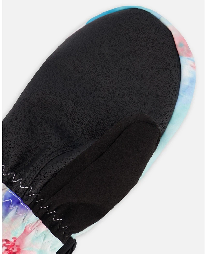 Deux par Girl Winter Mittens Teknik Blue Flower Print