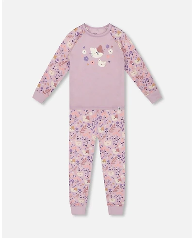Deux par Girl Cotton Two-Piece Pajamas Cat Print