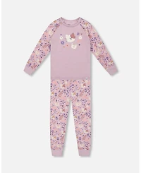 Deux par Girl Cotton Two-Piece Pajamas Cat Print