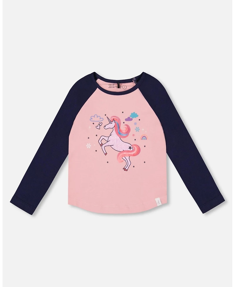Deux par Big Girls Jersey Raglan Sleeve Tee Pink