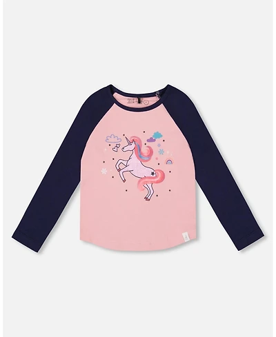 Deux par Big Girls Jersey Raglan Sleeve Tee Pink