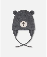 Deux par Boy Lined Knit Hat with Ears Gray - Toddler|Child