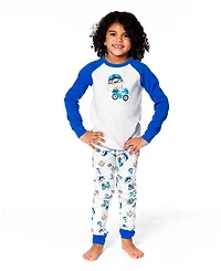 Deux par Baby Boys Two-Piece Cotton Pajama Set Beige Monkey Print