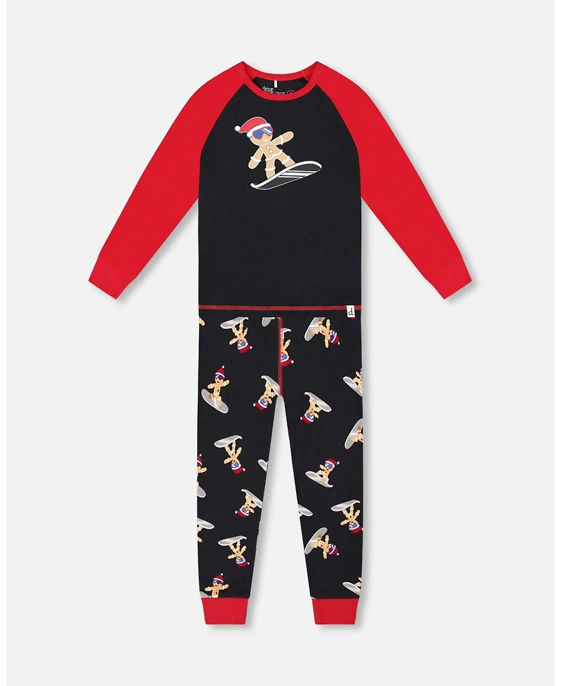 Deux par Baby Boy Two-Piece Cotton Pajama Set Black Cookie Print