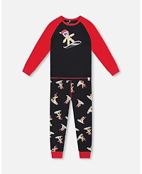Deux par Baby Boy Two-Piece Cotton Pajama Set Black Cookie Print