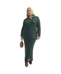 June + Vie Women's June + Vie Crochet Button Down Shirt