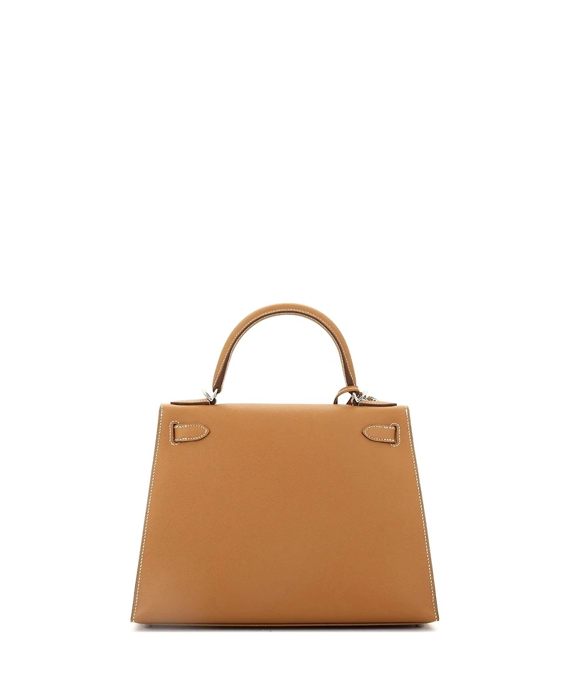 Pre-Owned Hermes Kelly 28 Handbag Brown Epsom with Palladium Hardware