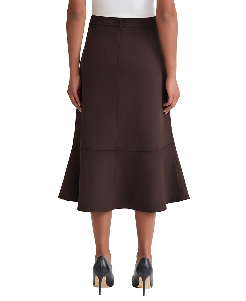 Jones New York Women's Fly Front Flared Midi Skirt