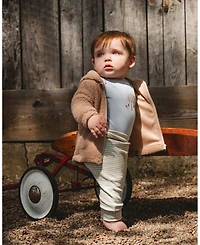 Deux par Baby Boy Cotton Evolutive Pants Striped Heather Beige and Gray
