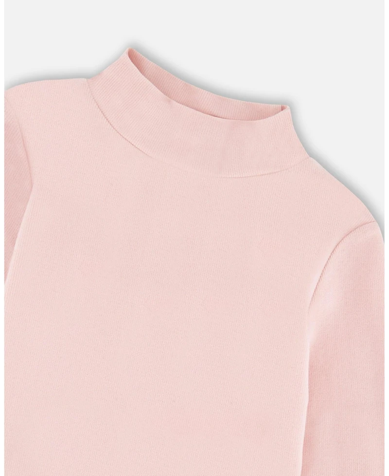 Deux par Toddler Girls Super Soft Ribbed Mock Neck Top Pink - Toddler|Child