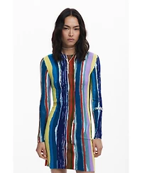 Desigual Women's Ribbed dress with colored stripes
