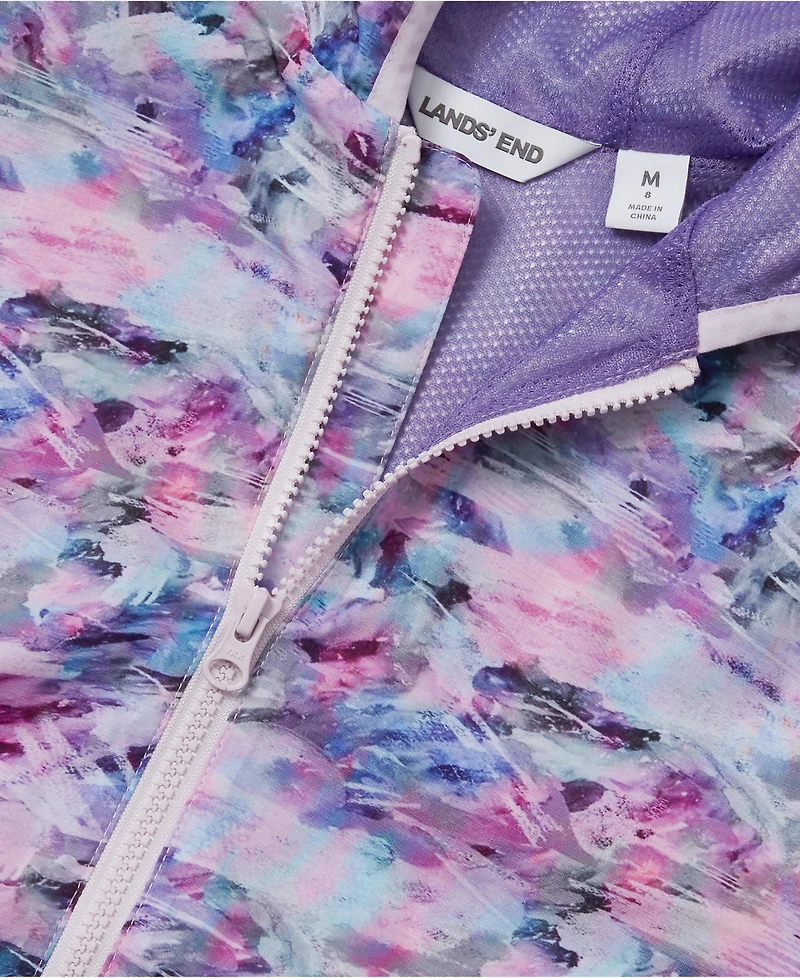 Lands' End Girls Waterproof Hooded Packable Rain Jacket