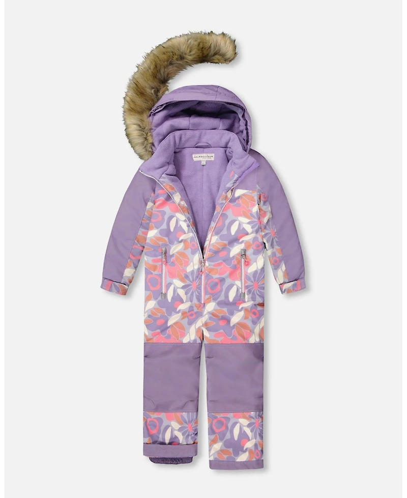 Deux par Toddler Girls One-Piece Discover Snowsuit Lilac Retro Flower Print - Toddler|Child