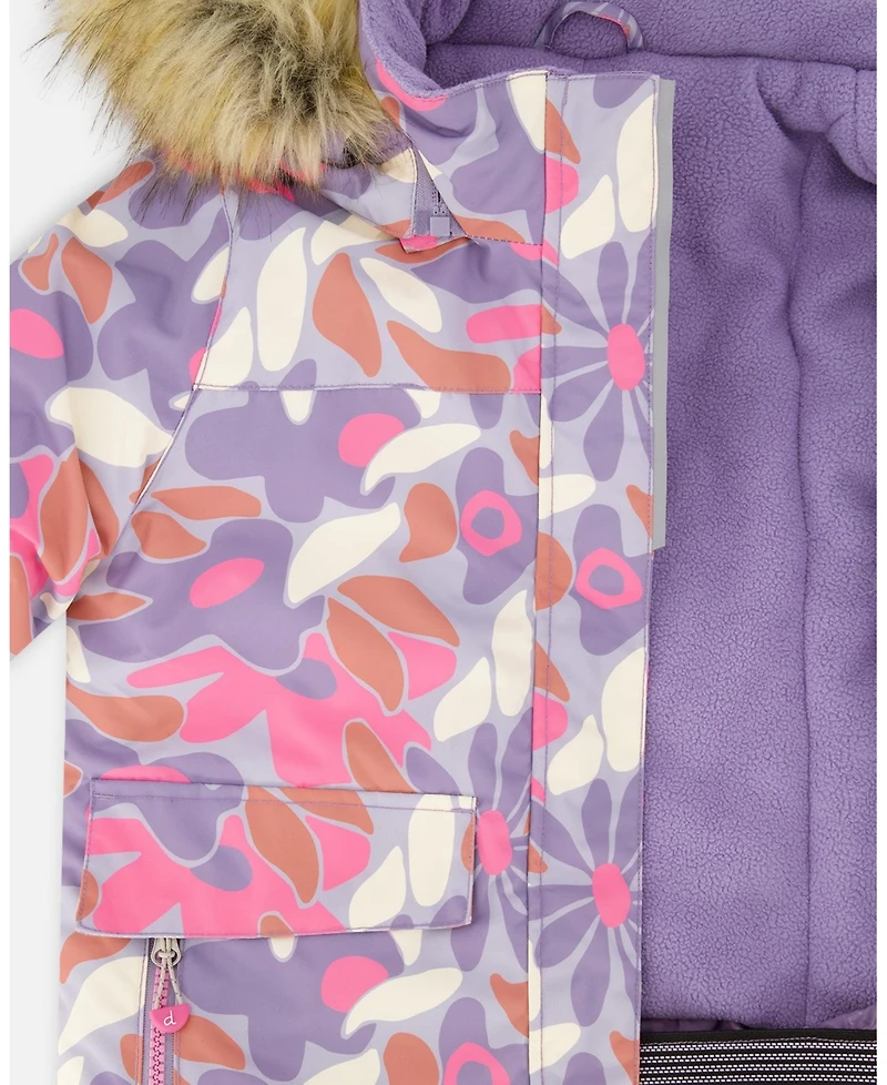 Deux par Toddler Girls Two-Piece Discover Snowsuit with Printed Jacket Purple Gray - Toddler|Child