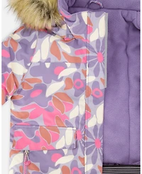 Deux par Toddler Girls Two-Piece Discover Snowsuit with Printed Jacket Purple Gray - Toddler|Child