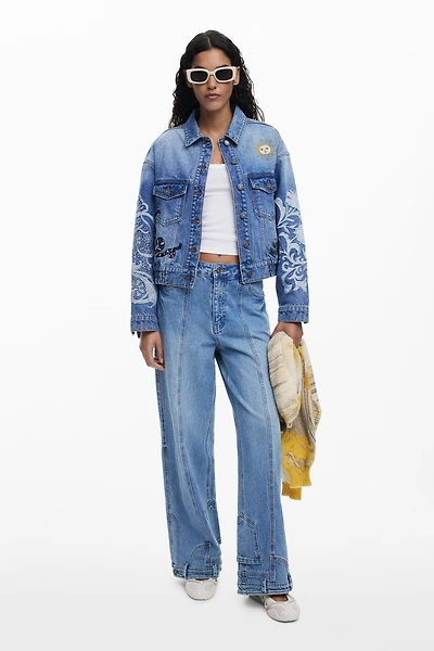 Desigual Women's Denim jacket with oriental embroidery
