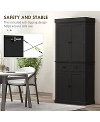 Homcom 71" Kitchen Pantry Cabinet with Large Storage and Led Lights,