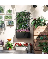 Outsunny Garden Box with Privacy Panel, Outdoor Planter Box for Garden