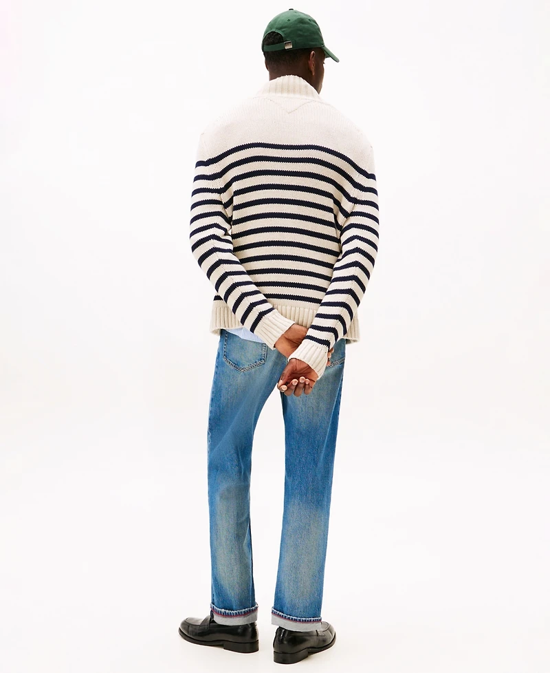 Tommy Hilfiger Men's Breton Stripe Mockneck Sweater