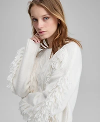 And Now This Women's Fringed Cable-Knit Crewneck Sweater, Macy's Exclusive