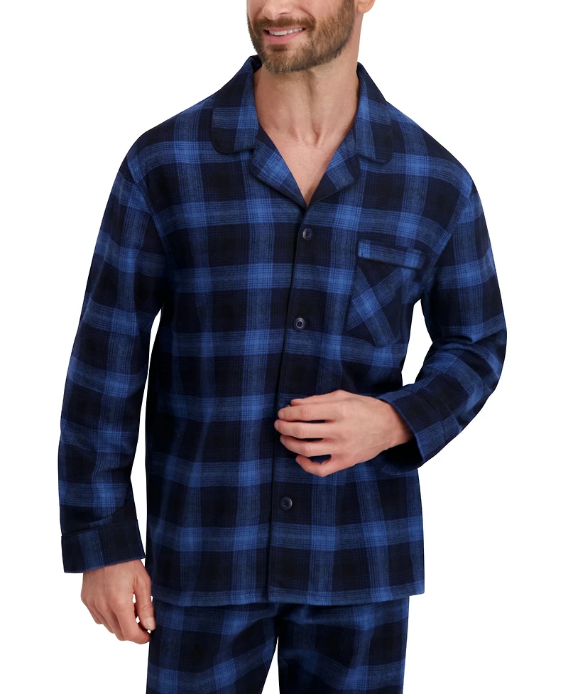Hanes Men's Flannel Button Down Pajama Sleep Set
