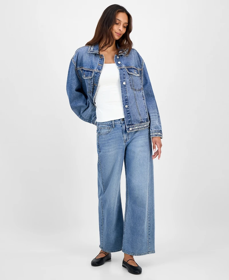 And Now This Women's Whipstitched Denim Trucker Jacket, Macy's Exclusive