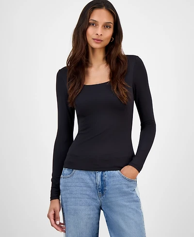 And Now This Women's Scoop-Neck Second-Skin Long-Sleeve Top, Macy's Exclusive