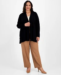 Anne Klein Plus Napa Kissing-Front Cardigan Sweater