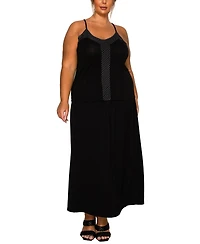 Coin 1804 Plus Dot Mesh Rayon Mix Panel Camisole Tank Top