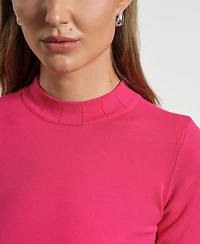 Isaac Mizrahi Women's Mock Neck Short Sleeve Sweater
