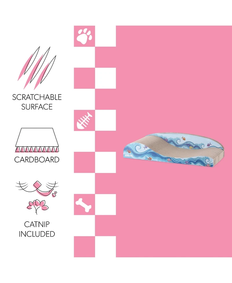 Kokomo 23.75" Coastal Cardboard Lounge Bed Cat Scratcher with Catnip, Blue