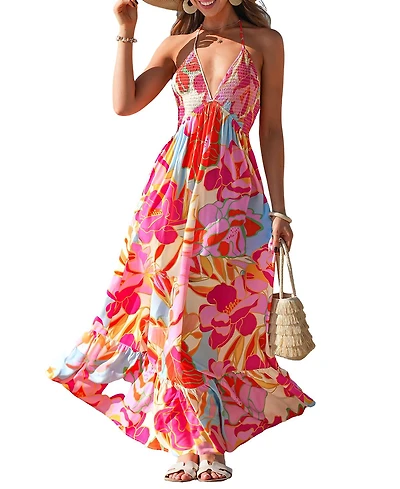 Cupshe Women's Peachy Play Floral Maxi Beach Dress