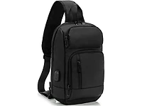14 inch Sling Bag for Men,Black Crossbody Bag with Usb Charging Port Fits 10.2inch iPad, Casual