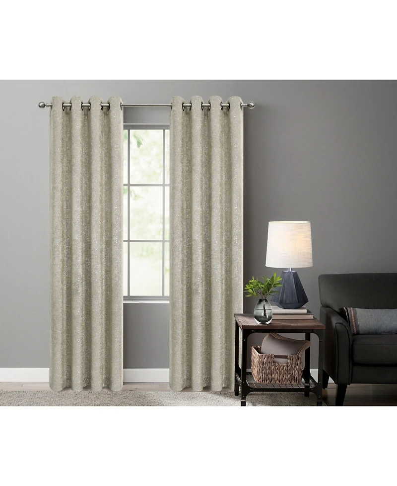 Kate Aurora 2 Pack Glam Metallic Sparkle Thermal Light Filtering Grommet Top Curtains