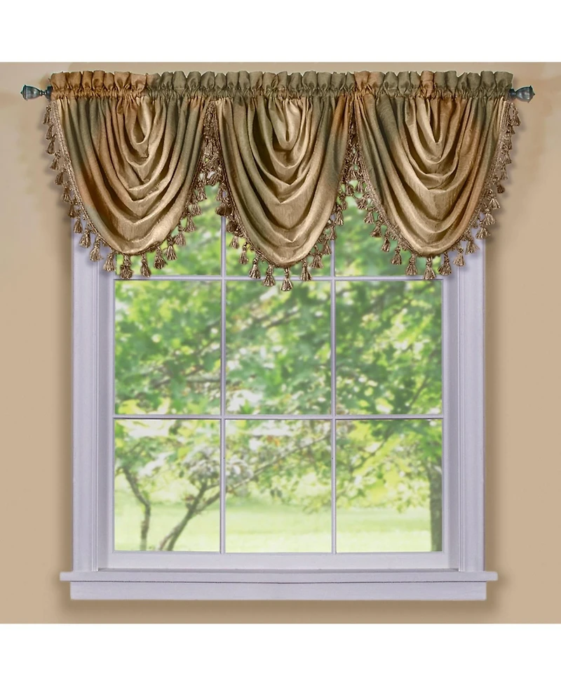 GoodGram Ombre Crushed Satin Sheer Single Window Curtains & Valances - 46 in. W x 42 L Valance, Autumn
