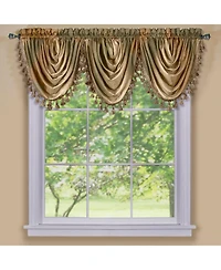 GoodGram Ombre Crushed Satin Sheer Single Window Curtains & Valances - 46 in. W x 42 L Valance, Autumn
