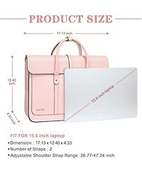 Acer 15-15.6 inch pu Leather Laptop Shoulder Bags Convertible Backpack, 16 inch Messenger Bags Work Briefcase Travel Computer Bag with Bowknot, Pink