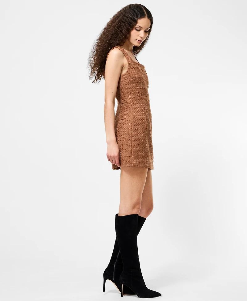 French Connection Women's Structured Tweed Square Neck Mini Dress