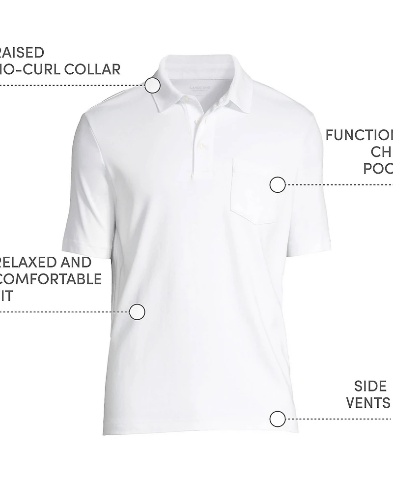 Lands' End Big & Tall Short Sleeve Cotton Supima Polo Shirt with Pocket
