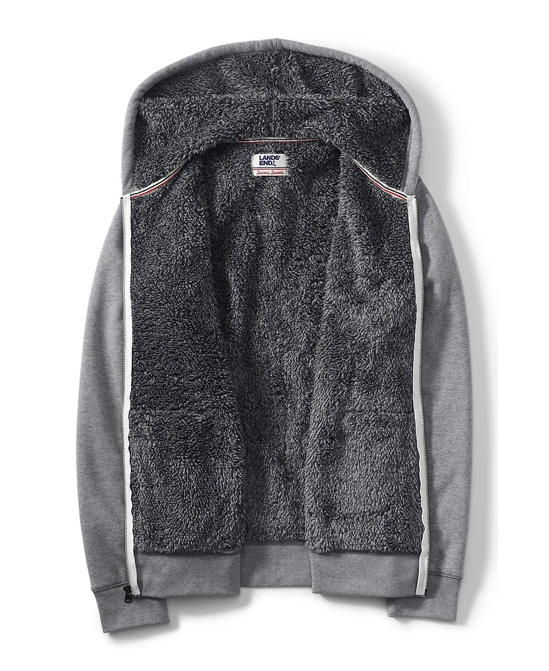 Lands' End Men's Tall Serious Sweats Full Zip High Pile Fleece Hoodie