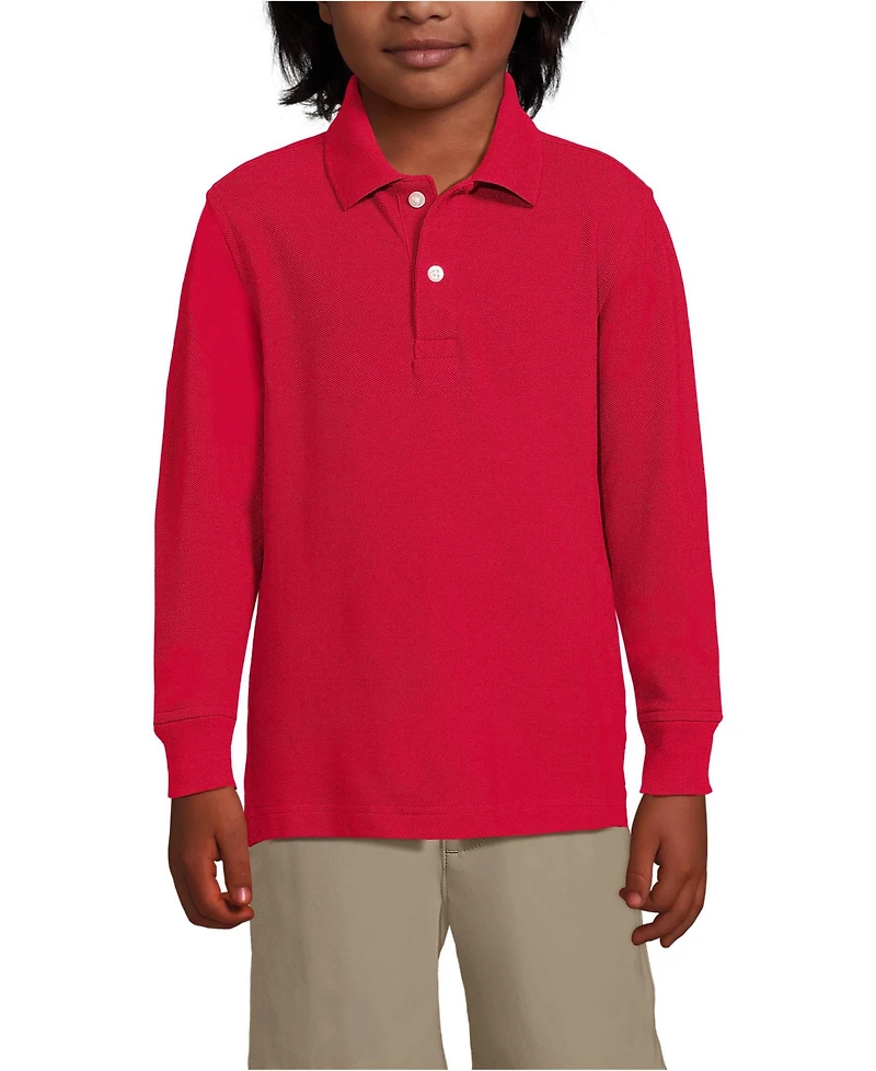 Lands' End School Uniform Kids Long Sleeve Mesh Polo Shirt