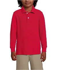 Lands' End School Uniform Kids Long Sleeve Mesh Polo Shirt