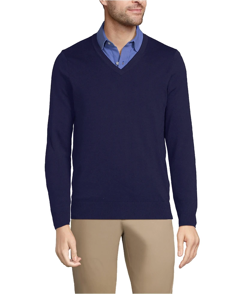 Lands' End Men's Unisex Cotton Modal Vneck Pullover Sweater