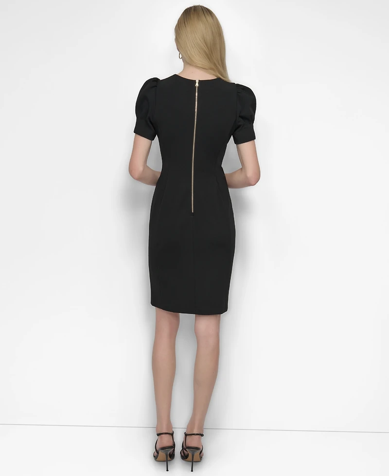 Dkny Women's Puff-sleeve Sheath Knee-length Dress