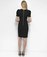Dkny Women's Puff-sleeve Sheath Knee-length Dress