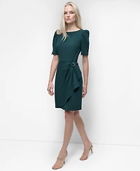 Dkny Women's Short Sleeve Jewel Neck Scuba Crepe Dress