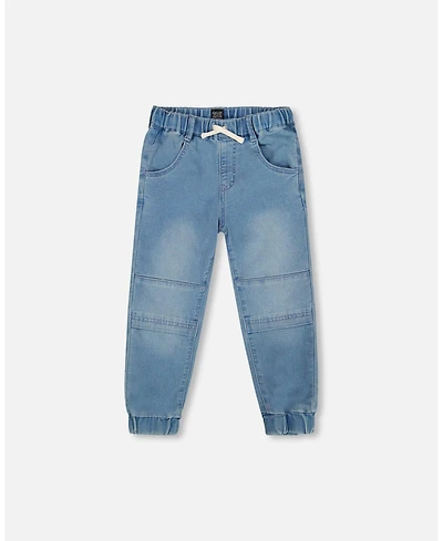 Deux par Toddler Boys French Terry Jogger Pants Light Blue Denim - Toddler|Child