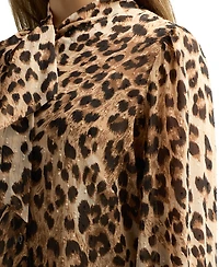 Bcx Juniors Printed Tie-Neck Long-Sleeve Blouse
