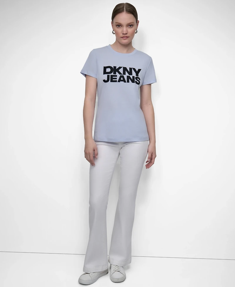 Dkny Jeans Women's Flocked Logo Crewneck T-Shirt