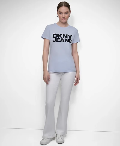 Dkny Jeans Women's Flocked Logo Crewneck T-Shirt